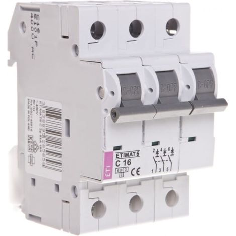 Interruttore automatico 3P C 16A 6kA AC etimat 6 002145516