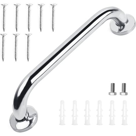 Barre de Maintien Douche en Acier Inox, 30cm, Barre d'Appui pour Personnes Âgées, Salle de Bain et WC, pour Sécurité et Confort (Argent) (1/5)