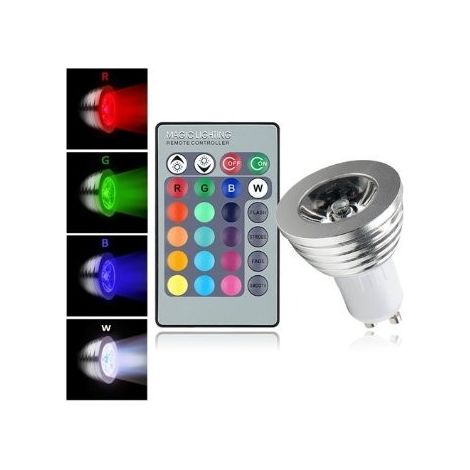 Foco LED RGB funcionamiento con control remoto no incluido 3w multicolor