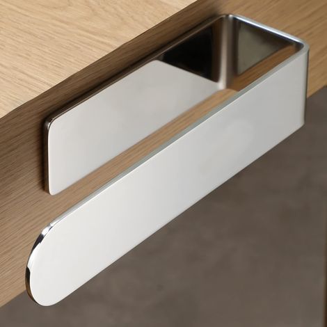 Porte-serviette en acier inoxydable 304 sans perçage, barre à serviettes adhésive auto-adhésive pour salle de bain et cuisine, surface lisse carrelage marbre verre, installation facile, argent, 20 cm (1/5)