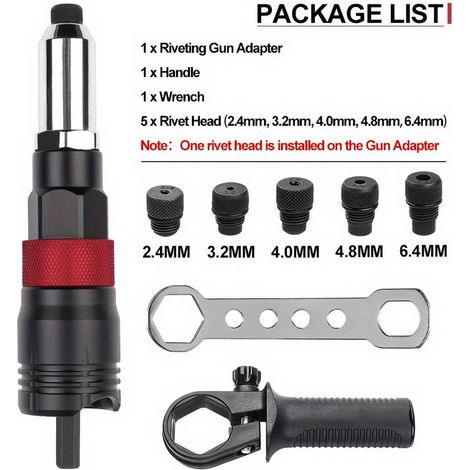 Multifunktionales Profi-Nietmaschinen-Set 2,4–6,4 mm – Bohradaptor & Schraubenschlüsselgriffe – Ideal für Heimwerker und Bastler