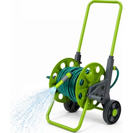 Carrello Avvolgitubo da Giardino 30M con Tubo e 4 Raccordi Lancia e Ruote (1/5)
