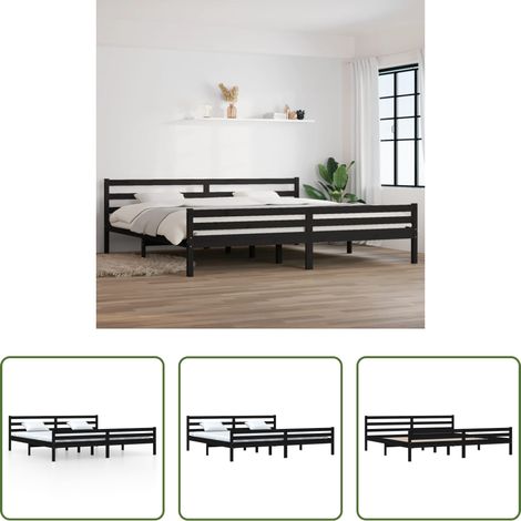 vidaXL Holzrahmen - Massivholzbett Schwarz 200x200 cm (1/5)