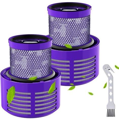 Lot de 2 filtres de rechange pour aspirateur Dyson V10 SV12 Réutilisable V10 Filtre pour Dyson Aspirateur V10 SV12 Lavable Cyclone Animal Absolute Batterie Numéro de pièce DY-969082-01 (1/4)