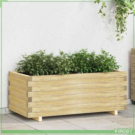 Lit surélevé de jardin - FAFEICY - 41660 - 100 x 50 x 40 cm - Bois de pin imprégné vert - Résistant à la pourriture (1/5)