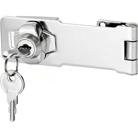 cadenas à loquet porte en avec différentes clés, moraillon de verrouillage, serrure boîte aux lettres, fermoir cadenas serrure placard verrou porte pour tiroir (Silver Right Angle 3 Inch)