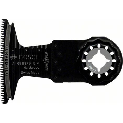 Bosch – Lame de scie plongeante BIM Starlock AII 65 BSPB pour bois dur – Longueur 65 mm – Bimetal HCS/HSS – Technologie Curved-Tec