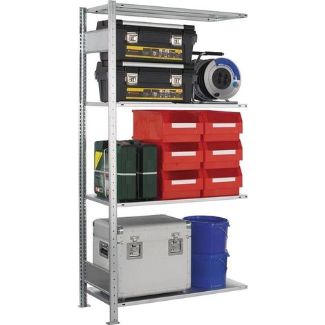 Étagère murale H2000xB1000xT300mm, cadre de fixation, 4 tablettes, capacité de charge 150kg, capacité de charge au sol 1300kg (1/4)