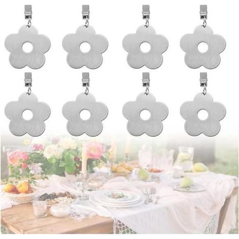 8 PCS Poids de Nappe en Acier Inoxydable Poids Nappe Exterieur Etanche Pinces à Nappe Fleurs Antirouille pour Restaurant Fêtes (1/4)