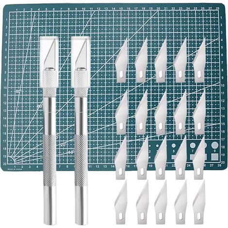 2er Set Präzisions-Cutter mit 20 Ersatzklingen für Bastelarbeiten