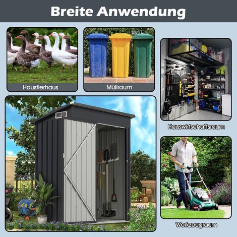 Metal Garden Shed with Sloped Roof, 150 x 90.5 x 185 cm (1/5)