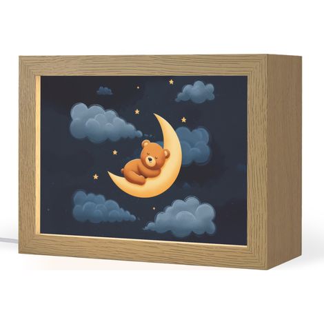 LUCE NOTTURNA PER BAMBINI Orsacchiotto - Luna - Nuvole - Stelle 20x15 cm
