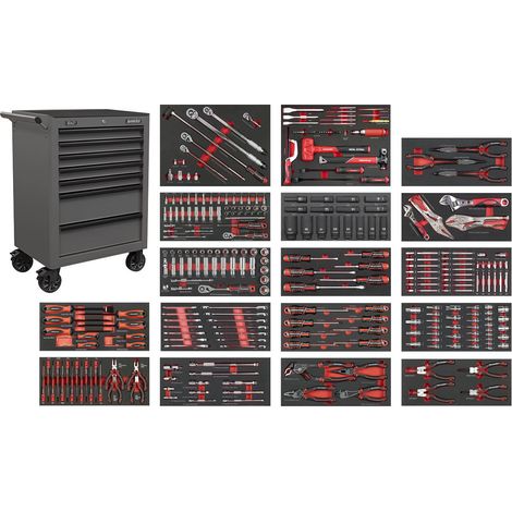 Sealey SPTCOMBO4G Superline PRO Roll Cab 7 Drawer with 305pc Tool Kit - Grey