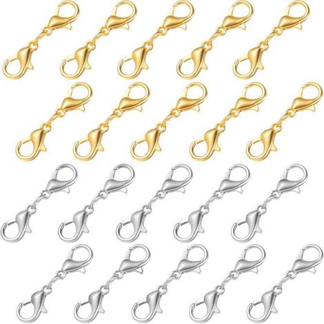 Fermoirs de chaîne en acier inoxydable 20 pièces, double ouverture, fermoir mousqueton Conviennent pour la création de bijoux et bracelets. (1/5)
