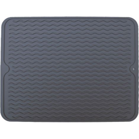 Tappetino in silicone per lavabo con bordo rialzato e forma ondulata, 40x30 cm, grigio. (1/5)