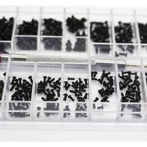 Scatola assortita - Bulloni - Set di mini bulloni da 500 pezzi, 18 bulloni con testa raschiante/testa tonda con scatola piccola (1/2)