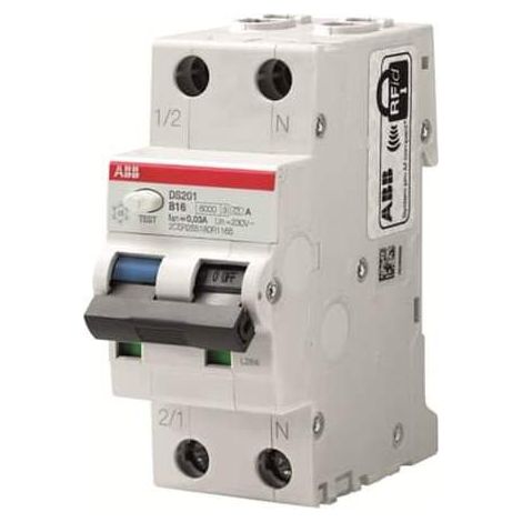 Disjoncteur différentiel DS201 1P+N B6 30mA 6kA A - ABB2CSR255180R1065