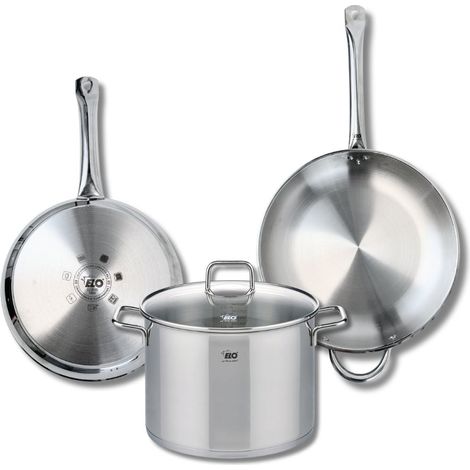 Ensemble de 2 Poêles de cuisson 28 et 32 cm et 1 faitout 26 cm Elo Profi Citrin (1/5)