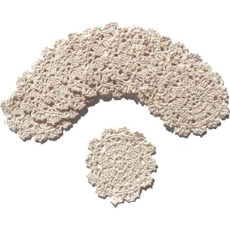 Dessous de verre en coton, lot de 10 napperons en dentelle de coton crochetée, 10 cm, pour la décoration des boissons et de la maison (1/5)
