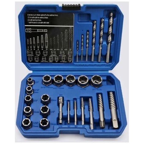 26pcs douille extracteurs de boulons antivol, extracteur d'ecrou endommagés Cr-Mo Matériau 8-19mm (1/4)