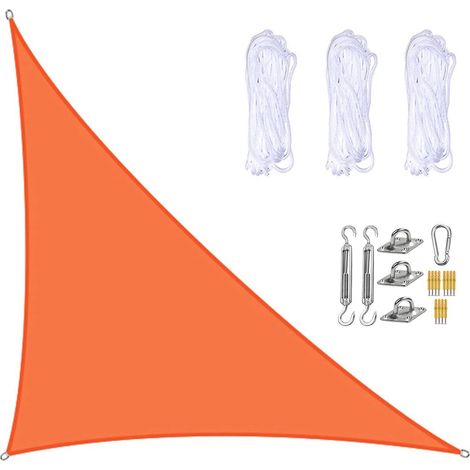 Vela ombreggiante impermeabile 3 × 4 × 5 metri, triangolo rettangolo, telo parasole con kit di fissaggio per giardino, patio e piante arancione (1/5)