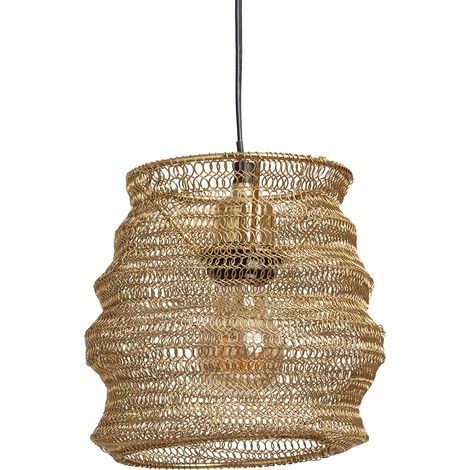 Efectoled – Suspension métal dorée Kimolos – Finition élégante – Compatible ampoule E27 – Pour espaces variés : salons, cuisines, bureaux