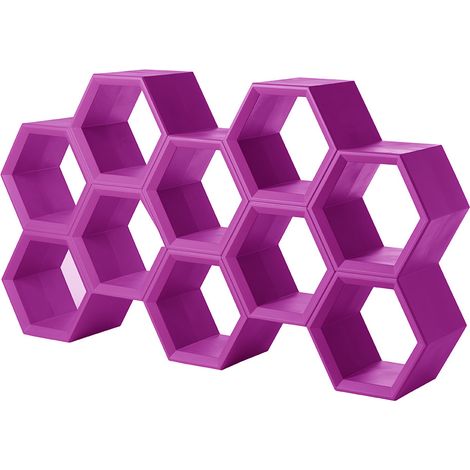 Hexa Fucsia dolce libreria a parete scaffali ripiani originale Slide di design moderna colorata made in Italy modulare