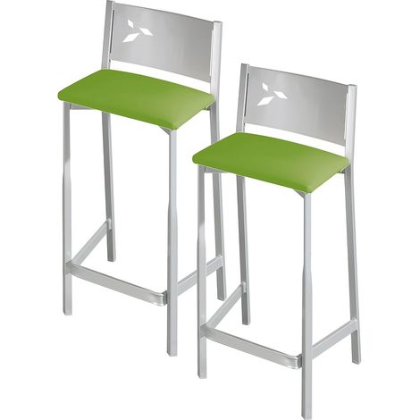 tabourets Hauts de Cuisine Assise 60 cm Simili Cuir Vert (1/5)