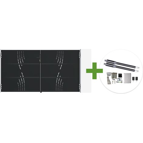 Portail battant acier noir mat 3m NALI VELETA H.160cm + moteur Ranger B150 (1/5)