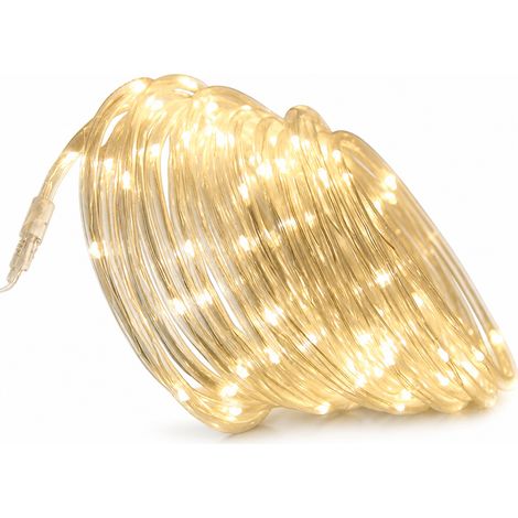 Guirlande Tube LED Solaire Blanc Chaud, 200 Lumières, 8 Modes, pour Jardin et Extérieur (1/5)