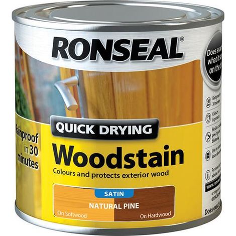 Ronseal Quick Drying Exterior Satin Woodstain in Natural Pine - 250ml (1/3)