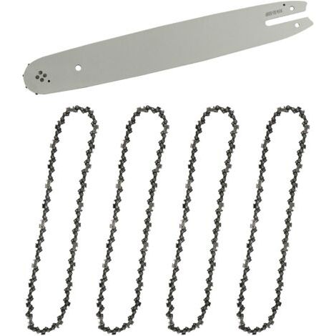 Guide-chaîne 35cm avec 4 chaînes de tronçonneuse – Pas 3/8' – Jauge 1,3 mm – Excellente performance de coupe (1/5)