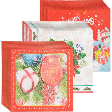 Serviette En Papier - 33 X 33 Cm - Pour Fête De Noël - 60 Pièces (1/5)