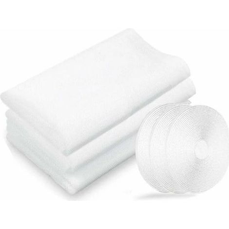 (Blanc) Lot de 3 moustiquaires de protection de fenêtre 130 cm x 150 cm, moustiquaires de fenêtre (1/5)