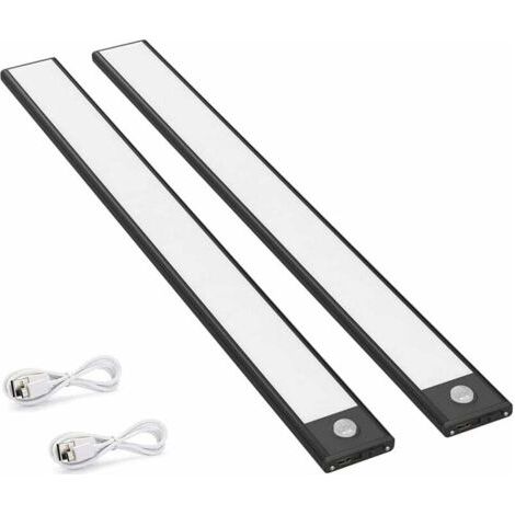 Lot de 2 lampes d'armoire à détecteur de mouvement à LED, 150LM, lampes de cuisine avec batterie rechargeable, éclairage USB, auto/marche/arrêt (1/5)