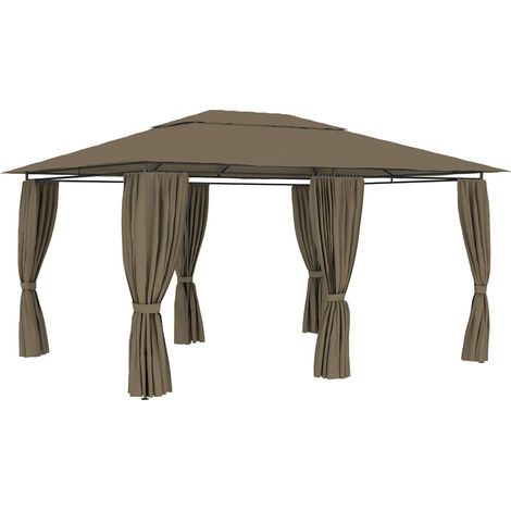 Chapiteau de jardin avec rideaux 4x3 m Taupe 180 g/m² (1/5)