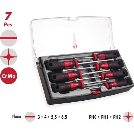 Juego de destornilladores en caja de plástico, 7 piezas, profesional DOGHER 330-003