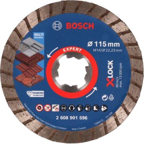 Bosch MultiMaterial X-Lock Turbo Disco diamantato Expert per smerigliatrice - 115x2,4 mm (1/5)