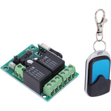 Kit de télécommande sans fil relais DC12V, portée 23m, émetteur universel avec récepteur pour porte de garage et treuil de véhicule (1/5)