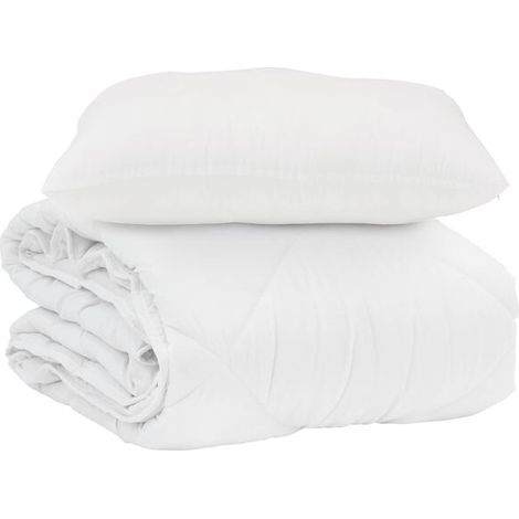 Ensemble couette et oreiller d'été en duvet, 2 pièces, microfibre blanche. (1/5)