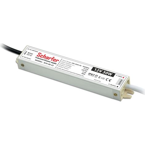 Transformateur LED 220V 12V étanche 30W IP67 2.5A universel Scharfer SCH-30-12 (1/3)