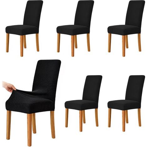 Fundas para sillas de comedor,Paquete de 6,Fundas para sillas,Fundas decorativas para asientos,Largo/Ancho/Alto: 38,48 / 38,48 / 47,58 cm (1/5)