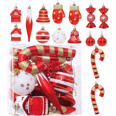 Boule de Noël en plastique Décoration festive de Noël Petit pendentif pour sapin de Noël (1/5)