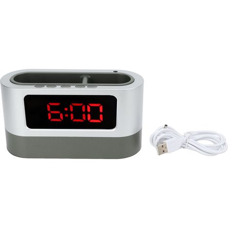 Stifthalter-Uhr, Wecker, Design, Speicher, Uhrzeit, Datum, Temperatur, LED-Anzeige, Schreibtisch, Studentenwohnheim, Rot (1/5)