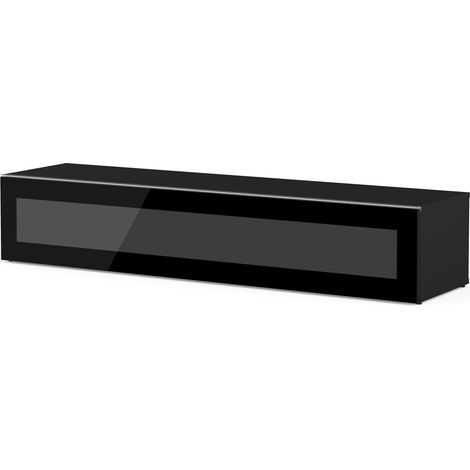 Meuble TV verre infrarouge et mélaminé noir Menphis 160cm