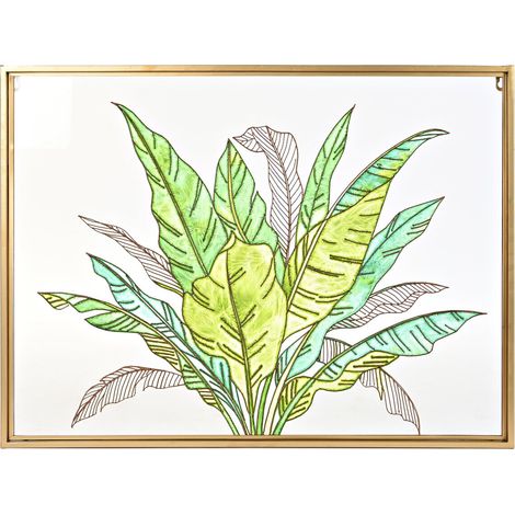 DKD Home Decor Tropical Feuille Verte et Dorée 80x60 cm (1/3)