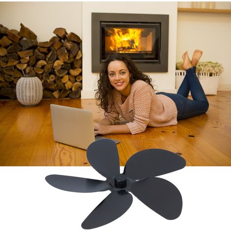 Vielseitiges Kaminventilator-Zubehör, Ventilatorflügel aus Aluminiumlegierung, universelle Kaminventilatorflügel, schwarzes 5-Blatt-Design (1/5)