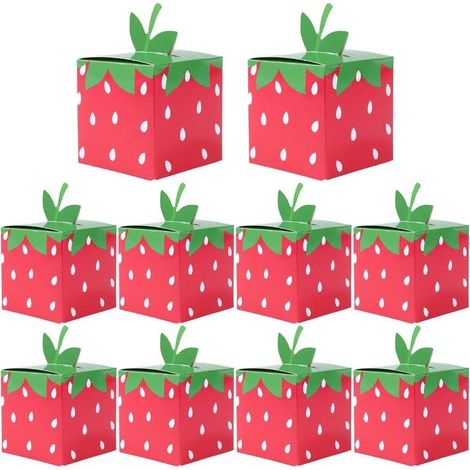 50 Pièces Fraise Fête Faveur Boîte Fruits Papier Boîte Cadeau Friandise Boîte Bonbons Boîte Cadeau Boîtes pour Enfants Anniversaire Bébé Douche Fête De Mariage Décor (1/5)