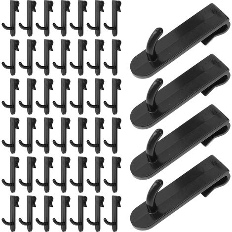 Lot de 50 crochets pour panneaux grillagés en plastique noir (1/5)