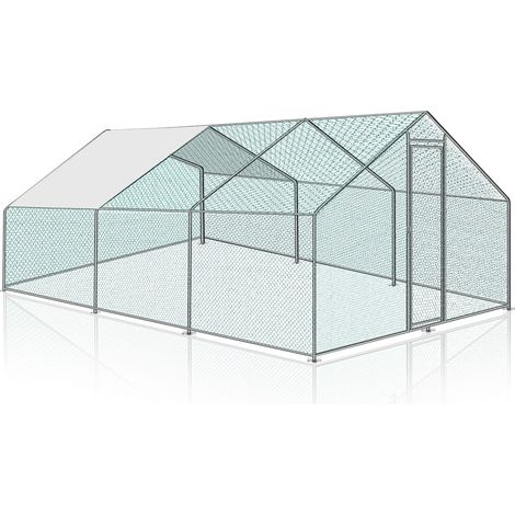 Randaco Hühnerstall Outdoor großer Hühnerhaus Dach Freilaufgehege Geflügelstall mit PE Verzinkter Stahlrahmen und abschließbare Tür 3 x 6 x 2 m